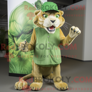 Grøn Smilodon maskot...