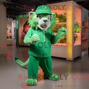 Green Smilodon mascot...