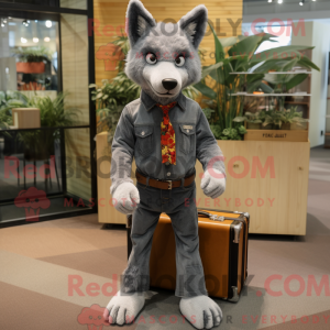 Gray Dingo mascot costume...