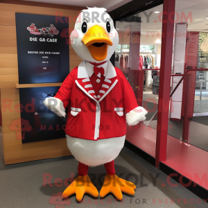 Röd maskot drakt karaktär...