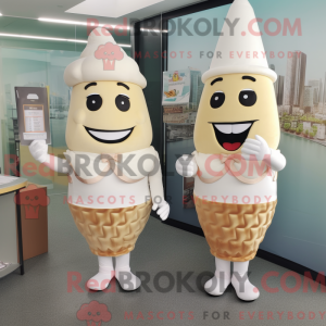 Cream Ice Cream Cone maskot...
