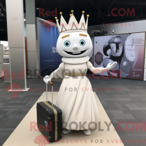 Hvid Queen maskot kostume...