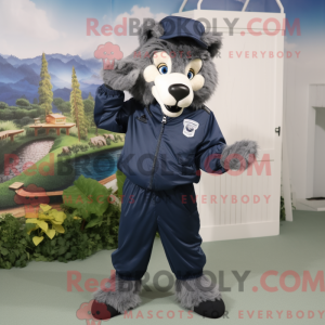 Navy Wolf maskot kostume...