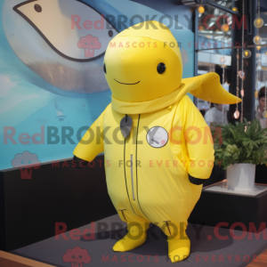 Lemon Yellow Narwhal mascot...