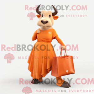 Orange Bull maskot kostume...