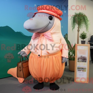 Peach Humpback Whale mascot...