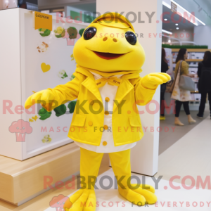 Yellow Frog mascot costume...