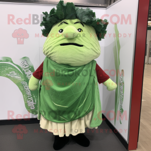 Green Corned Beef And Cabbage mascot costume character dressed with a V-Neck Tee and Shawl pins