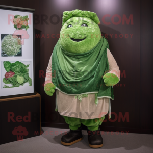 Green Corned Beef And Cabbage mascot costume character dressed with a V-Neck Tee and Shawl pins