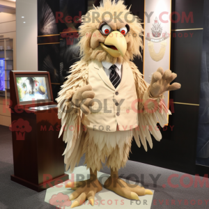 Beige Harpy mascot costume...