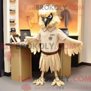 Beige Harpy mascot costume...