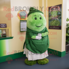 Green Corned Beef And Cabbage mascot costume character dressed with a V-Neck Tee and Shawl pins