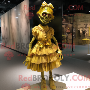 Gold Zombie mascot costume...