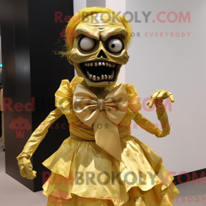 Gold Zombie maskot kostume...