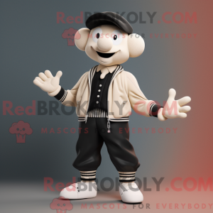 Cream Mime maskot kostume...