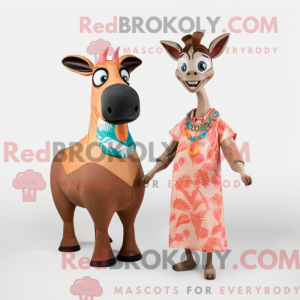 Peach Okapi mascot costume...