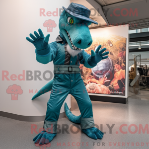 Teal Spinosaurus mascot...