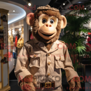 Tan Monkey maskot kostume...