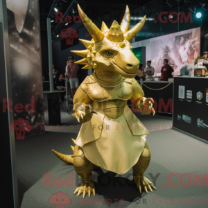 Gold Triceratops mascot...
