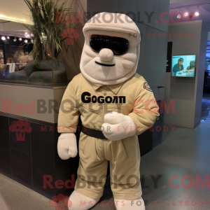 Cream Gi Joe mascot costume...