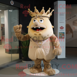 Bege King-maskotdraktfigur...