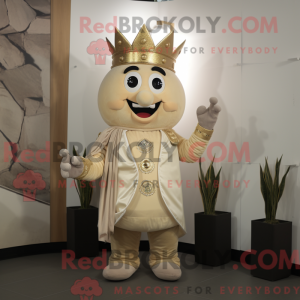 Bege King-maskotdraktfigur...