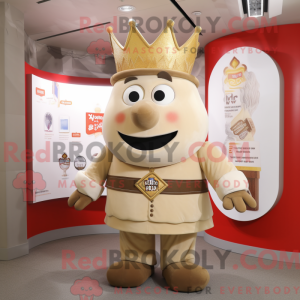 Beige King mascot costume...