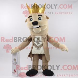 Bege King-maskotdraktfigur...