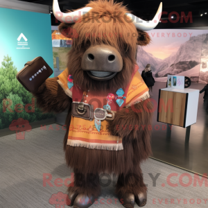 Brun Yak maskot kostume...