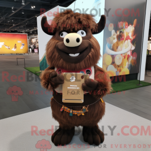 Brun Yak maskot kostume...