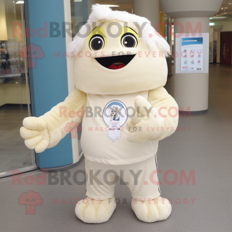 Beige Ice mascot costume character dressed with a Long Sleeve Tee and Keychains