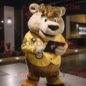 Gold Bison maskot kostume...