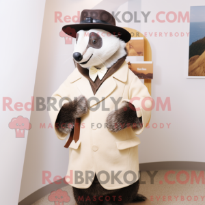 Cream Badger mascot costume...