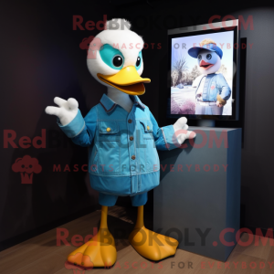 Cyan Geese mascot costume...