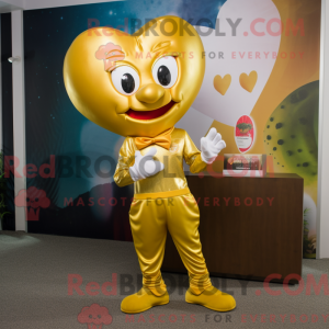 Gold Heart mascot costume...