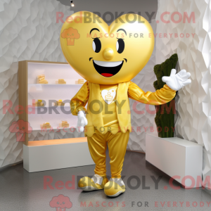 Gold Heart mascot costume...