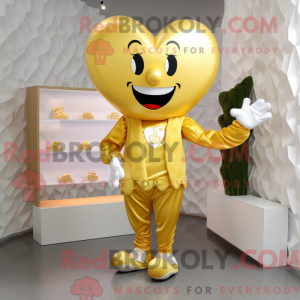 Gold Heart maskot kostume...