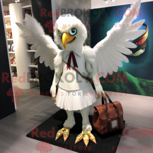 Hvid Harpy maskot kostume...
