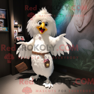 Hvid Harpy maskot kostume...