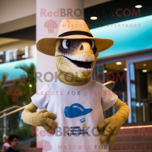 Beige Velociraptor maskot...