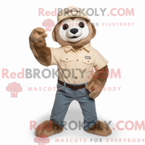 Beige Sloth mascot costume...