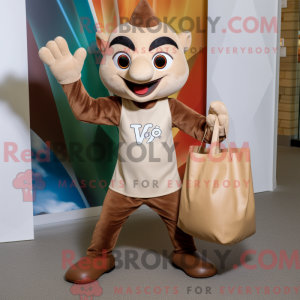Tan Acrobat mascot costume...