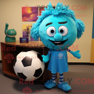 Turquoise voetbal mascotte...