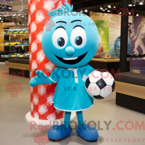 Turquoise voetbal mascotte...