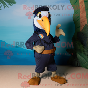 Navy Toucan-mascottekostuum...