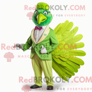 Lime Green Peacock maskot...