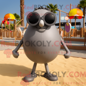 Gray Petanque Ball mascot...