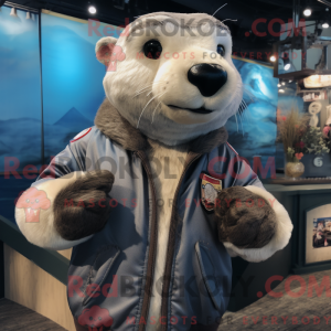 Silver Otter maskot kostume...