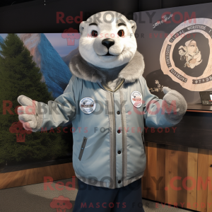 Silver Otter mascot costume...