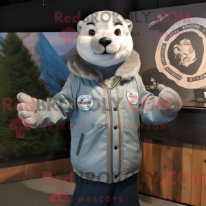 Silver Otter maskot kostume...